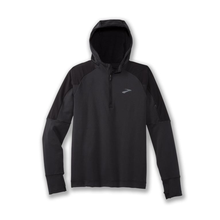 Brooks Notch Thermal - Mens Fleece Running Hoodie - Black (10368FNRI)